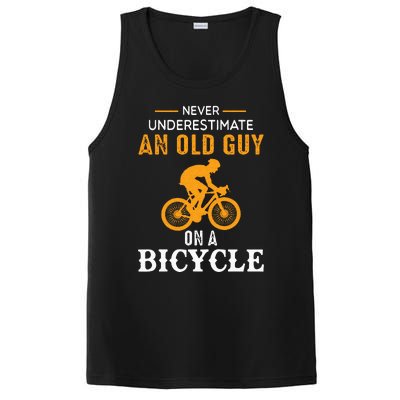 Never Underestimate An Old Guy On A Bicycle Funny Cycling PosiCharge Competitor Tank