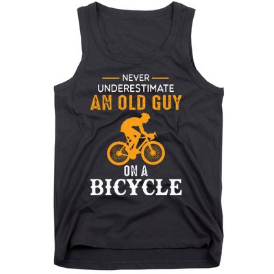 Never Underestimate An Old Guy On A Bicycle Funny Cycling Tank Top