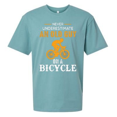 Never Underestimate An Old Guy On A Bicycle Funny Cycling Sueded Cloud Jersey T-Shirt