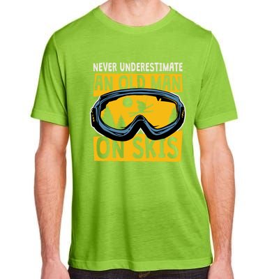 Never Underestimate An Old On Skis Skiing Dad Grandpa Gift Adult ChromaSoft Performance T-Shirt