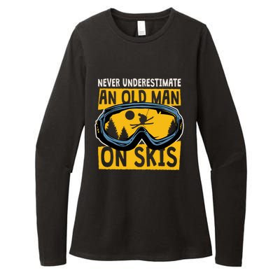 Never Underestimate An Old On Skis Skiing Dad Grandpa Gift Womens CVC Long Sleeve Shirt