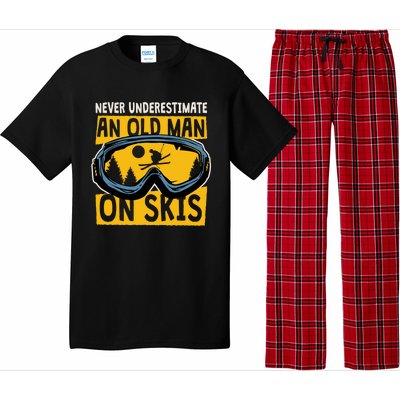 Never Underestimate An Old On Skis Skiing Dad Grandpa Gift Pajama Set