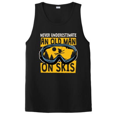 Never Underestimate An Old On Skis Skiing Dad Grandpa Gift PosiCharge Competitor Tank