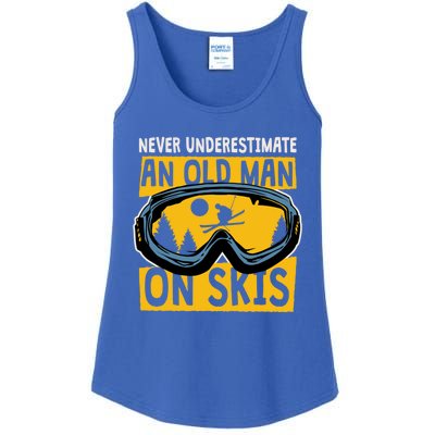 Never Underestimate An Old On Skis Skiing Dad Grandpa Gift Ladies Essential Tank