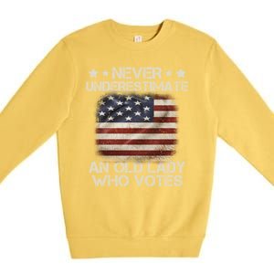 Never Underestimate An Old Lady Who Votes Usa Flag Premium Crewneck Sweatshirt