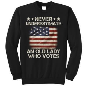 Never Underestimate An Old Lady Who Votes Usa Flag Sweatshirt