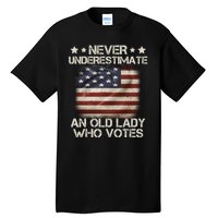 Never Underestimate An Old Lady Who Votes Usa Flag Tall T-Shirt