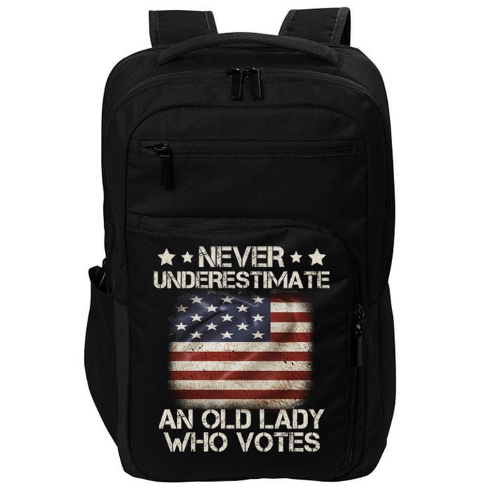 Never Underestimate An Old Lady Who Votes Usa Flag Impact Tech Backpack