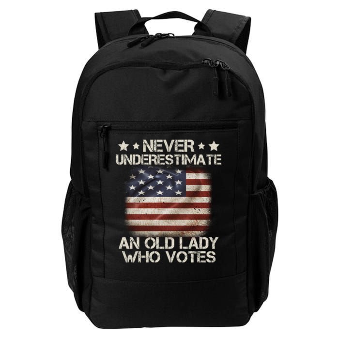 Never Underestimate An Old Lady Who Votes Usa Flag Daily Commute Backpack