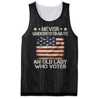 Never Underestimate An Old Lady Who Votes Usa Flag Mesh Reversible Basketball Jersey Tank