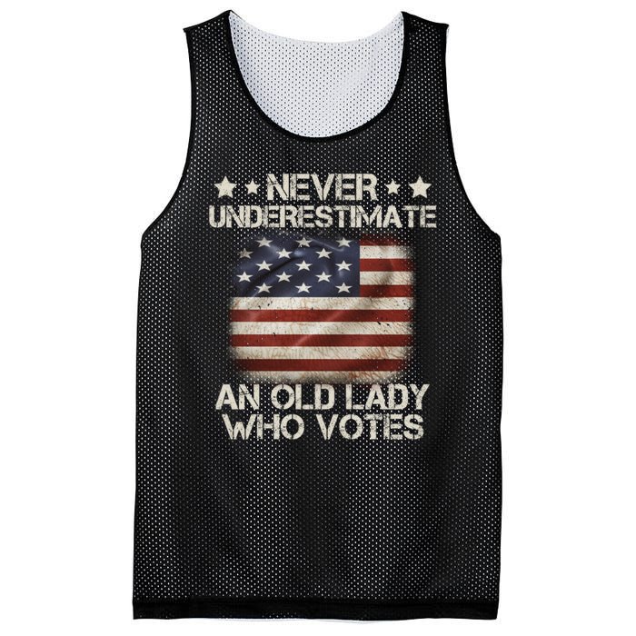 Never Underestimate An Old Lady Who Votes Usa Flag Mesh Reversible Basketball Jersey Tank