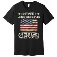 Never Underestimate An Old Lady Who Votes Usa Flag Premium T-Shirt