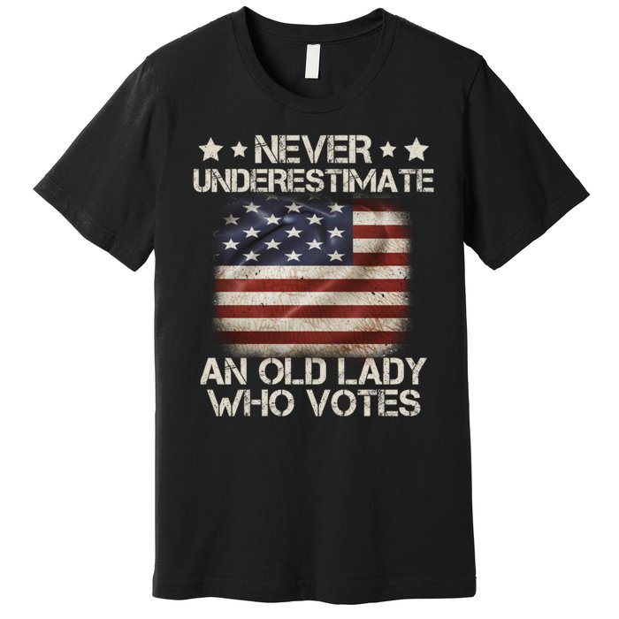 Never Underestimate An Old Lady Who Votes Usa Flag Premium T-Shirt