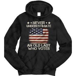 Never Underestimate An Old Lady Who Votes Usa Flag Tie Dye Hoodie