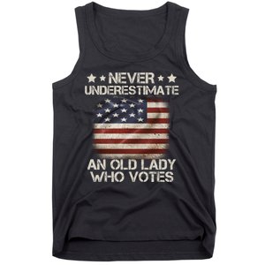 Never Underestimate An Old Lady Who Votes Usa Flag Tank Top