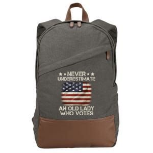 Never Underestimate An Old Lady Who Votes Usa Flag Cotton Canvas Backpack