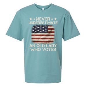 Never Underestimate An Old Lady Who Votes Usa Flag Sueded Cloud Jersey T-Shirt