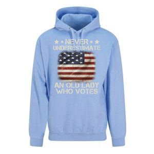 Never Underestimate An Old Lady Who Votes Usa Flag Unisex Surf Hoodie