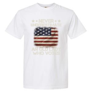 Never Underestimate An Old Lady Who Votes Usa Flag Garment-Dyed Heavyweight T-Shirt