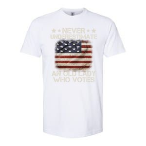 Never Underestimate An Old Lady Who Votes Usa Flag Softstyle CVC T-Shirt