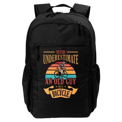 Never Underestimate An Old Guy On A Bicycle Cycling Daily Commute Backpack