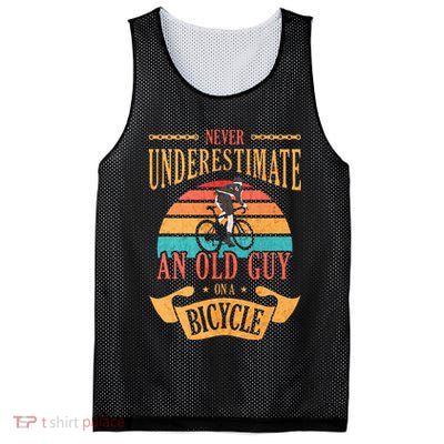 Never Underestimate An Old Guy On A Bicycle Cycling Mesh Reversible Basketball Jersey Tank
