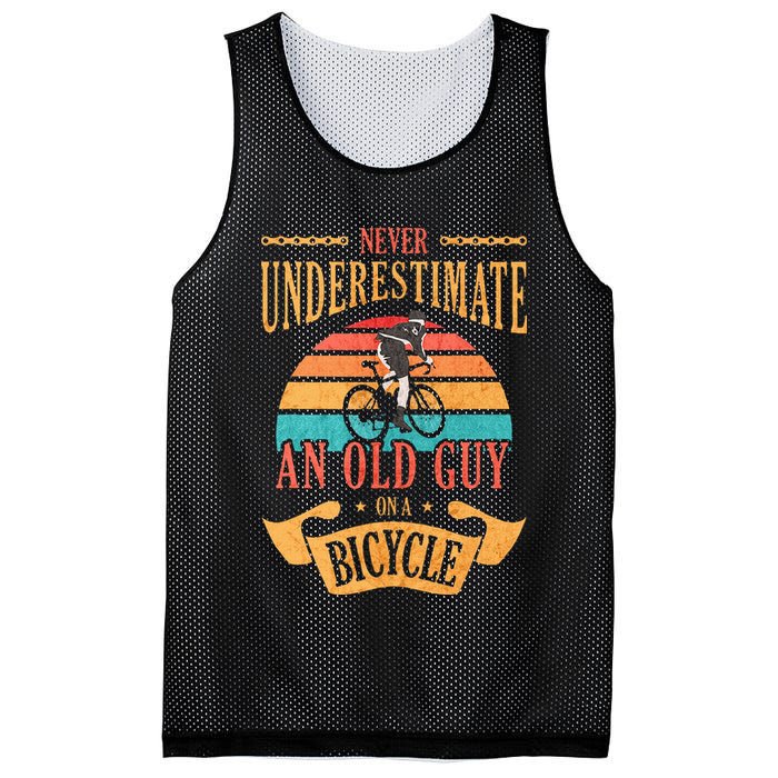 Never Underestimate An Old Guy On A Bicycle Cycling Mesh Reversible Basketball Jersey Tank