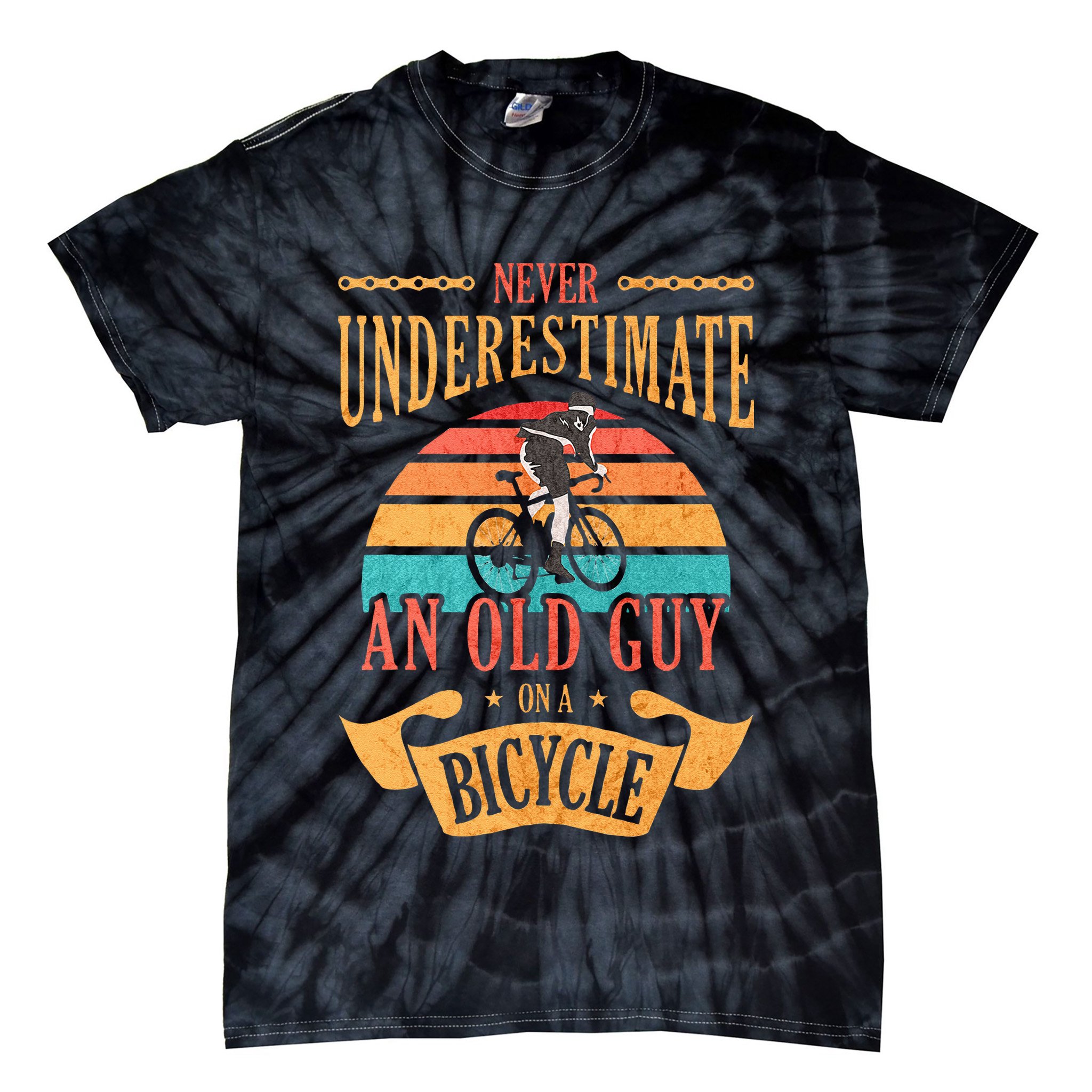 Never Underestimate An Old Guy On A Bicycle Cycling Tie-Dye T-Shirt