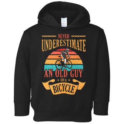 Never Underestimate An Old Guy On A Bicycle Cycling Toddler Hoodie