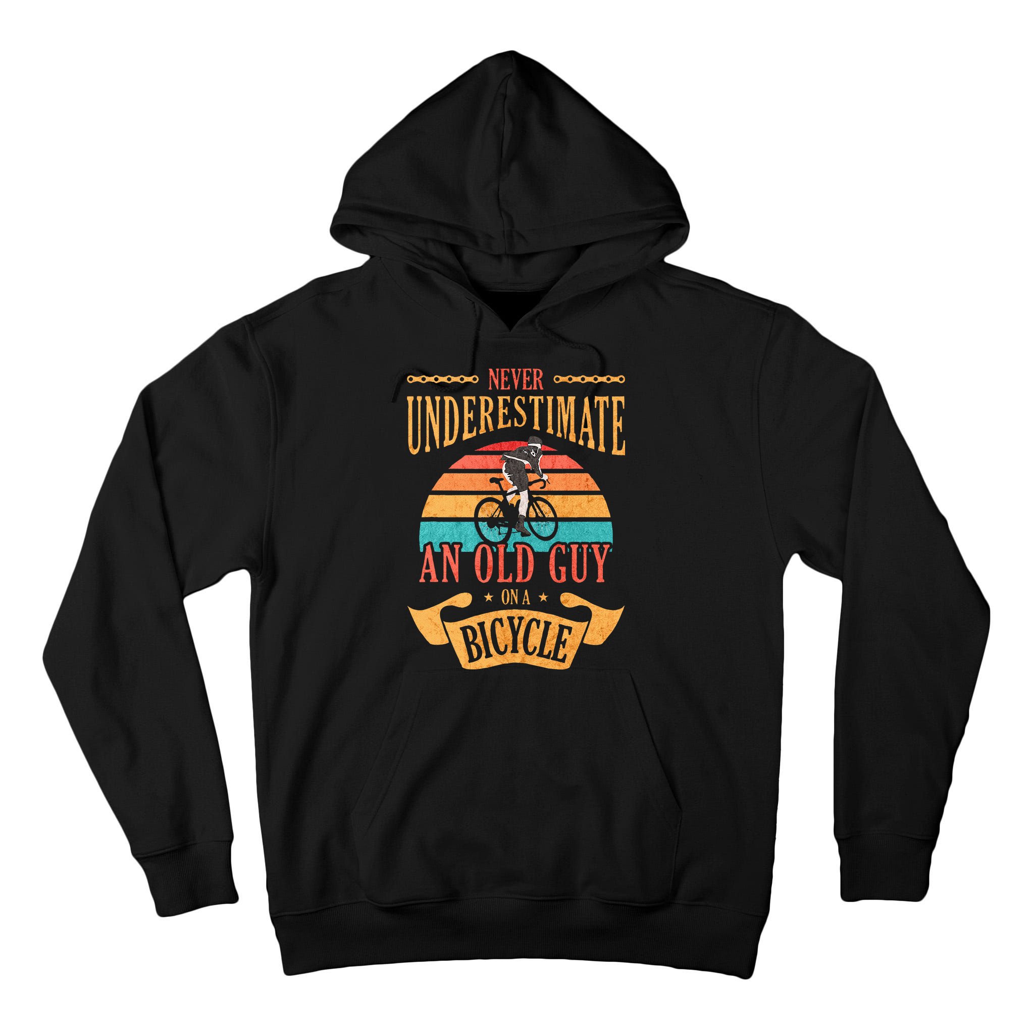 Never Underestimate An Old Guy On A Bicycle Cycling Tall Hoodie