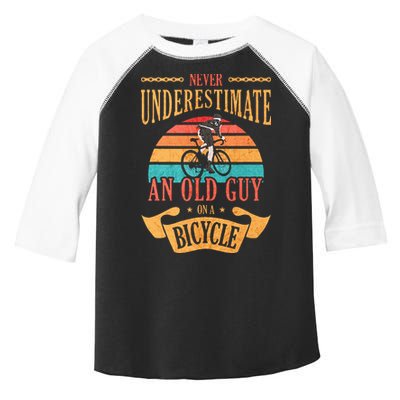 Never Underestimate An Old Guy On A Bicycle Cycling Toddler Fine Jersey T-Shirt