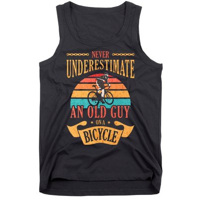 Never Underestimate An Old Guy On A Bicycle Cycling Tank Top