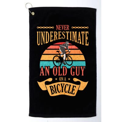 Never Underestimate An Old Guy On A Bicycle Cycling Golf Towel