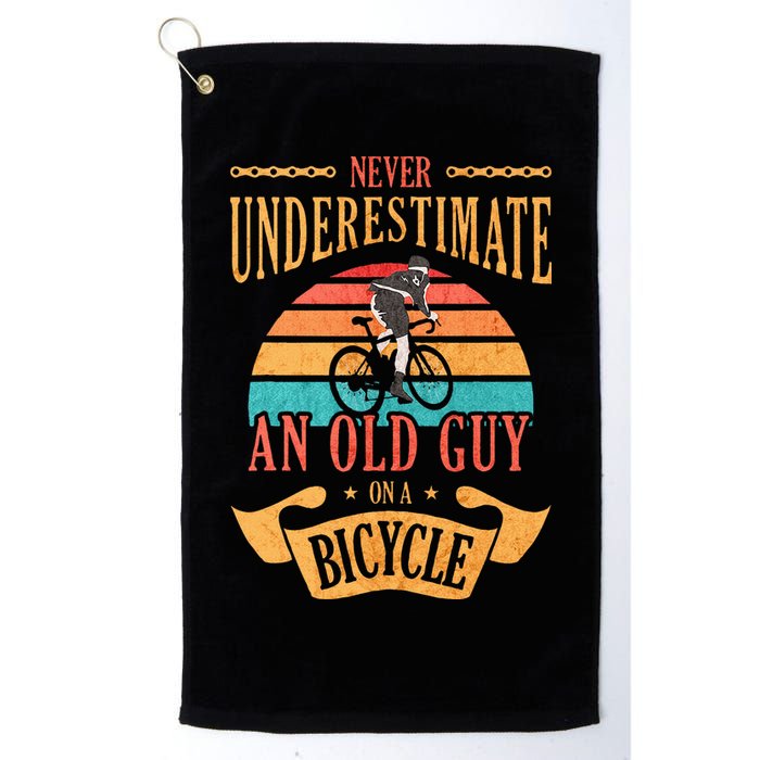 Never Underestimate An Old Guy On A Bicycle Cycling Golf Towel