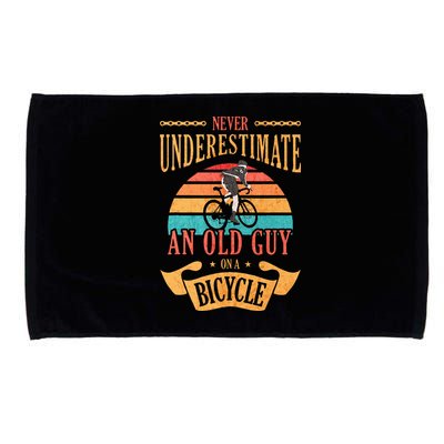 Never Underestimate An Old Guy On A Bicycle Cycling Microfiber Hand Towel