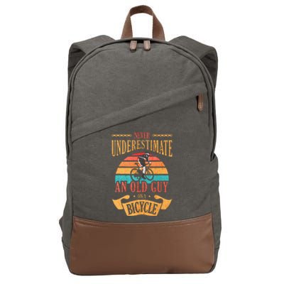 Never Underestimate An Old Guy On A Bicycle Cycling Cotton Canvas Backpack