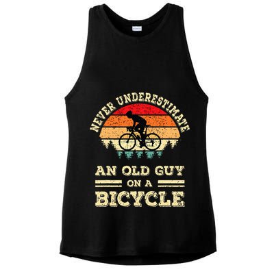 Never Underestimate An Old Guy On A Bicycle Funny Cycling Ladies PosiCharge Tri-Blend Wicking Tank