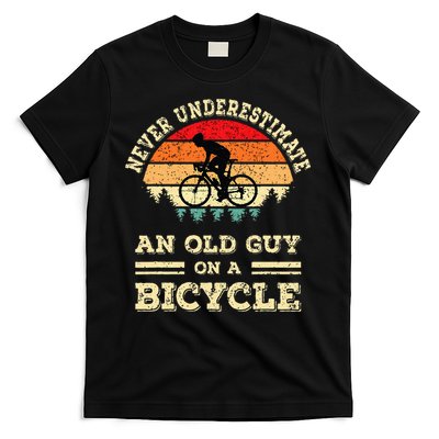 Never Underestimate An Old Guy On A Bicycle Funny Cycling T-Shirt