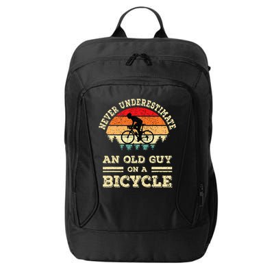 Never Underestimate An Old Guy On A Bicycle Funny Cycling City Backpack