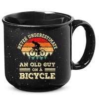Never Underestimate An Old Guy On A Bicycle Funny Cycling 15oz Campfire Ceramic Mug