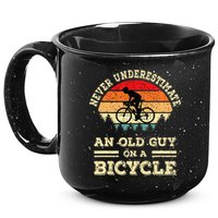 Never Underestimate An Old Guy On A Bicycle Funny Cycling 15oz Campfire Ceramic Mug
