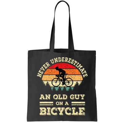 Never Underestimate An Old Guy On A Bicycle Funny Cycling Bag