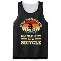 Never Underestimate An Old Guy On A Bicycle Funny Cycling Mesh Reversible Basketball Jersey Tank