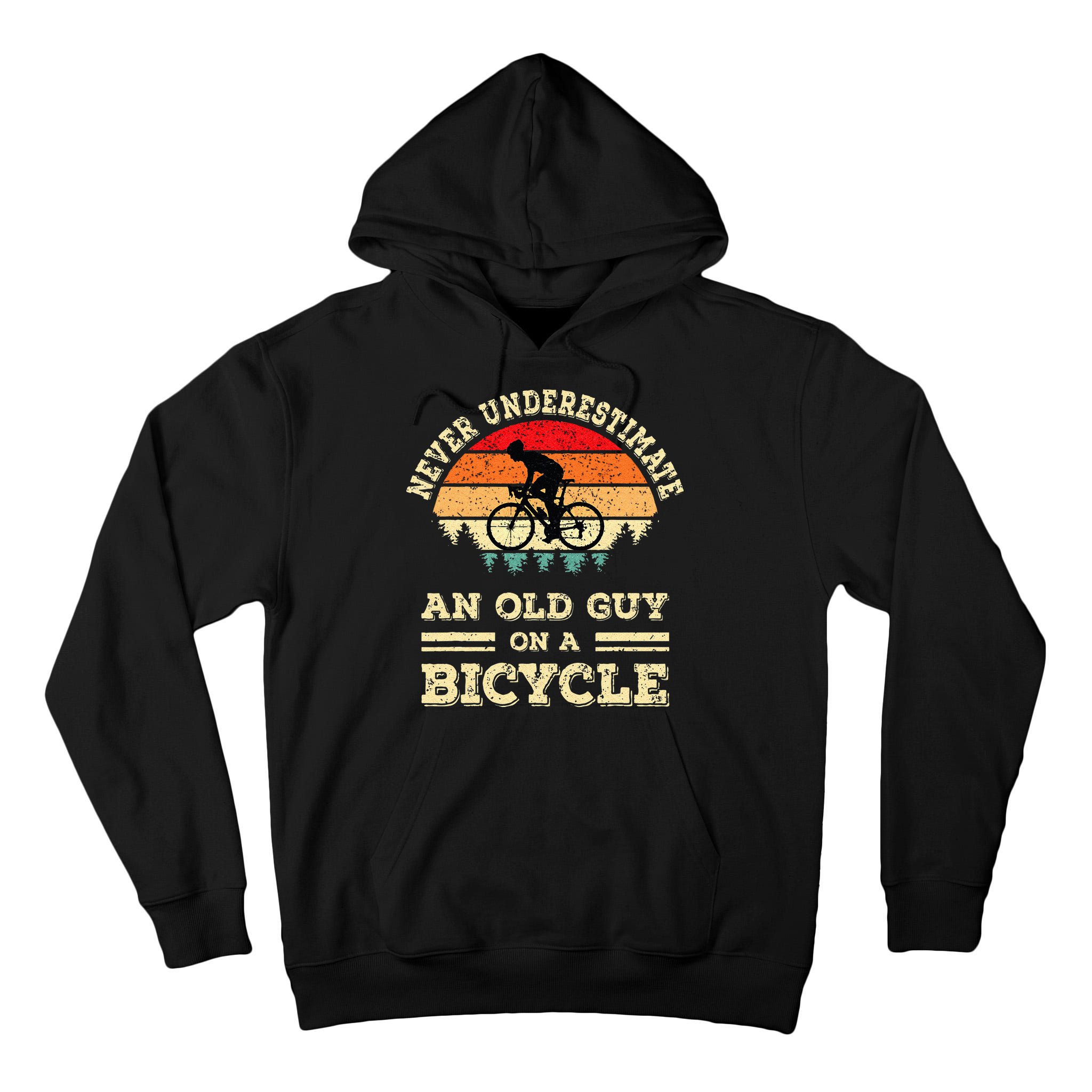 Never Underestimate An Old Guy On A Bicycle Funny Cycling Tall Hoodie