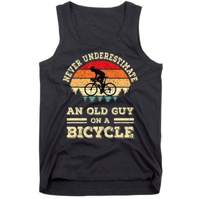 Never Underestimate An Old Guy On A Bicycle Funny Cycling Tank Top