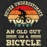Never Underestimate An Old Guy On A Bicycle Funny Cycling Golf Towel