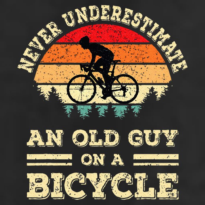 Never Underestimate An Old Guy On A Bicycle Funny Cycling Golf Towel
