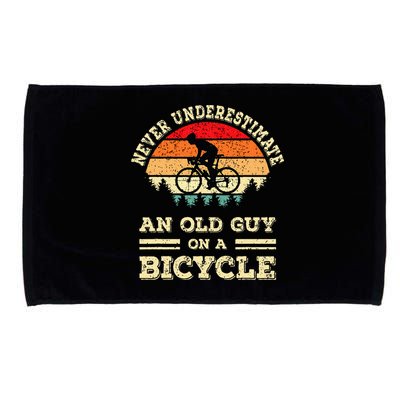 Never Underestimate An Old Guy On A Bicycle Funny Cycling Microfiber Hand Towel