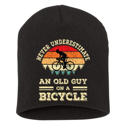 Never Underestimate An Old Guy On A Bicycle Funny Cycling Short Acrylic Beanie