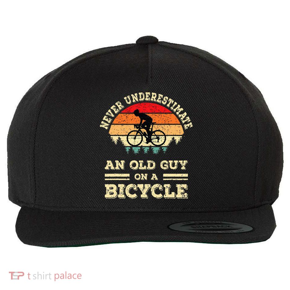 Never Underestimate An Old Guy On A Bicycle Funny Cycling Wool Snapback Cap